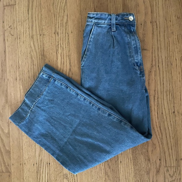 Forever 21 wide leg ankle length crop high waist jeans - Picture 5 of 7